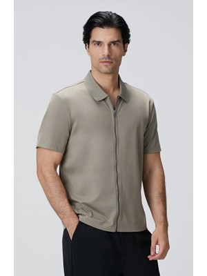 Network N-Tech Khaki Zippered Knit Shirt