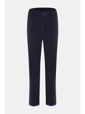 Vakko Navy Slim-Leg Trousers