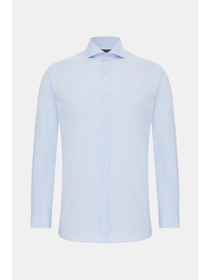 Vakko Blue Striped Cotton Shirt