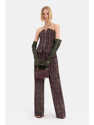 Vakko Burgundy Plaid Trousers