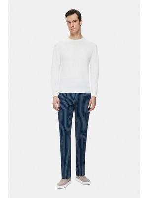 Vakko By Berwıch Navy Striped Trousers