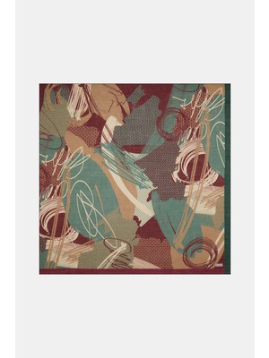 Vakko Geometric Pattern Wool Silk Scarf