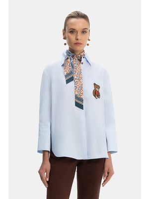 Vakko Blue Applique Pocket Shirt