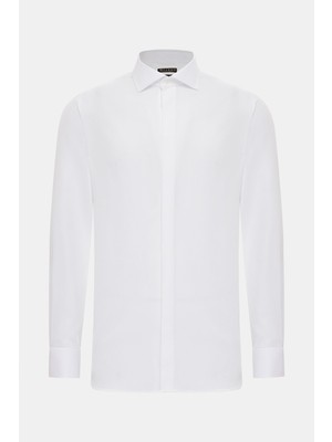 Vakko White Micro Pattern Shirt