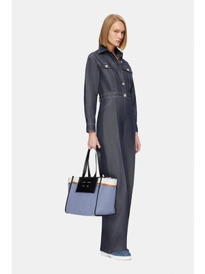 Vakko Dark Navy Long Sleeve Jumpsuit