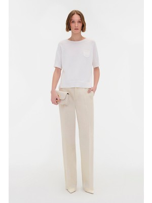 Vakko By Taglıatore Natural Linen Trousers