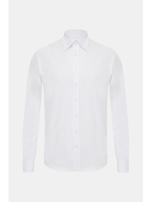 Vakko White Twill Cotton Lyocell Shirt