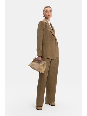Vakko Camel Corduroy Straight-Leg Trousers