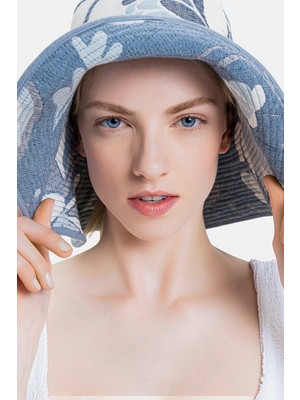 Vakko Blue Patterned Hat
