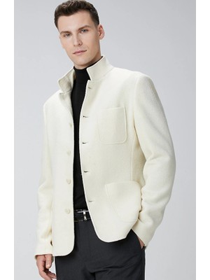 Network Ecru Wool Knit Jacket