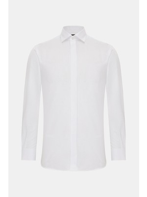Vakko White Cotton Linen Casual Shirt