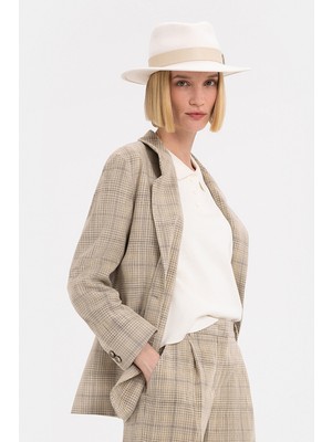 Vakko Beige Plaid Jacket