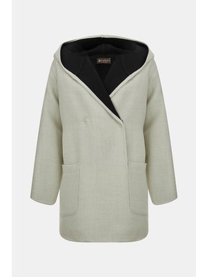 Vakko White Wool Pea Coat