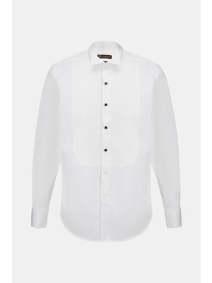 Vakko Honeycomb Textured Wing Collar Tuxedo Shirt