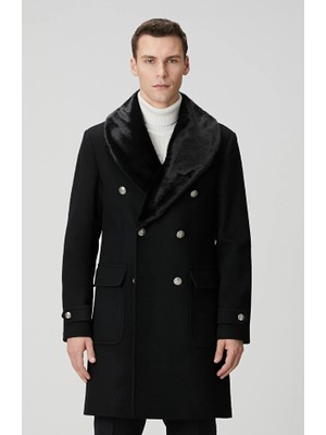 Network Black Wool Cashmere Blend Overcoat
