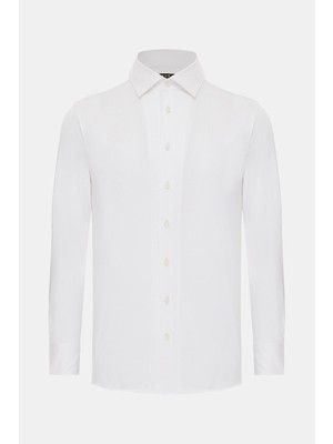 Vakko White Jersey Cotton Shirt