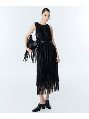 Twist Belted Tassel Dress