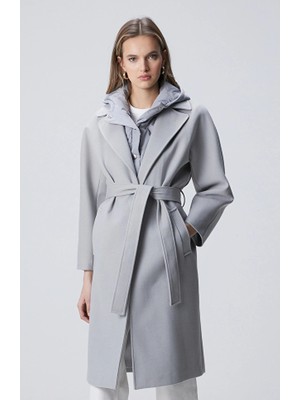 Network Grey Coat With Removable Lining And Facing Detail