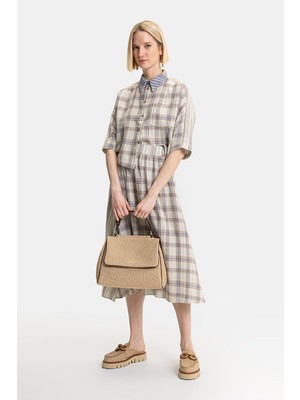 Vakko Multicolor Striped Midi Skirt
