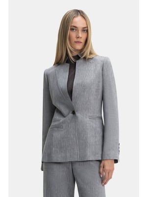 Vakko Mink Mandarin Collar Herringbone Jacket