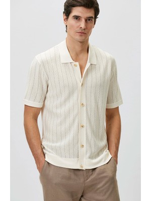 Network Off-White Linen Blend Knit Shirt