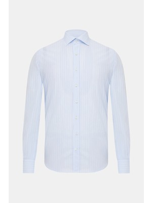 Vakko Blue Exclusive Striped Shirt