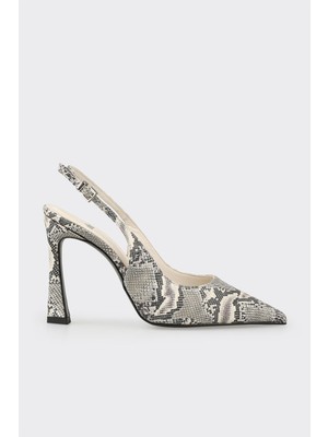 Elle Grey Leather Women's Heeled Shoes