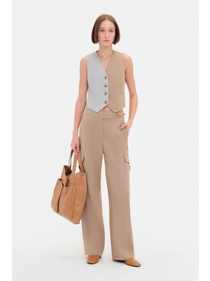 Vakko Tan Wide-Leg Trousers