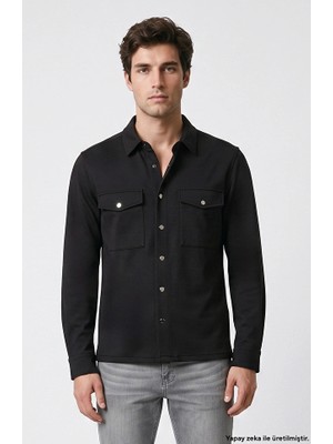 Network Black Diagonal Pattern Overshirt