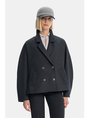 Vakko Anthracite Double-Breasted Jacket