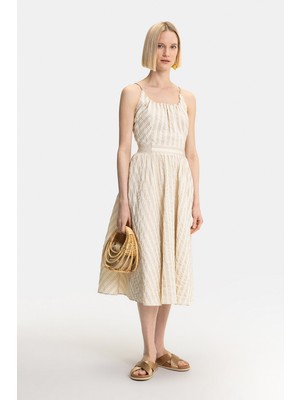 Vakko Beige Strappy Dress