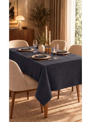 Dokuar Kadife Dokulu Premium Düz Polyester Dertsiz Masa Örtüsü