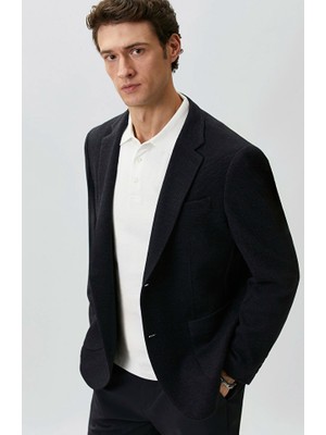 Network Navy Herringbone Pattern Knit Jacket
