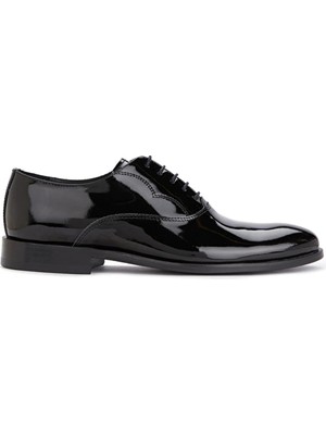 Network Patent Black Men's Leather Shoes