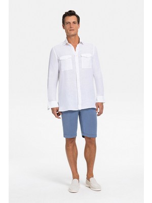 Vakko By Berwıch Ice Blue Lyocell Bermuda Shorts