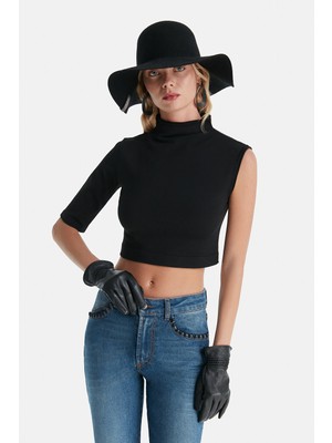 Vakko Black High Neck Knit Sweater