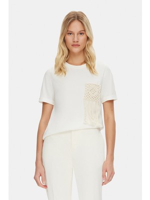 Vakko By Lorena Antonıazzı Ecru Pocket Detail T-Shirt