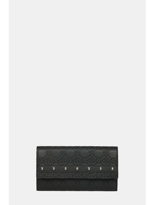 Vakko Black Monogram Leather Wallet