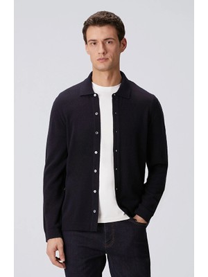 Network Navy Wool Blend Knit Shirt