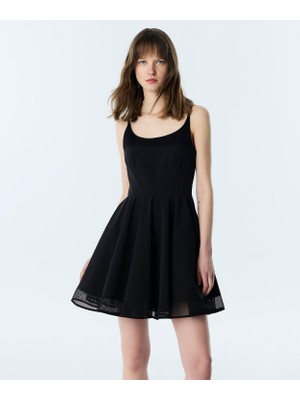 Twist Fabric Mix Waist Detail Dress