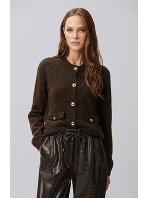 Network Brown Wool Blend Knit Jacket
