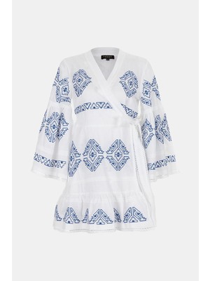 Vakko White Linen Kaftan
