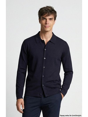 Network Limited Navy Silk Blend Knit Shirt