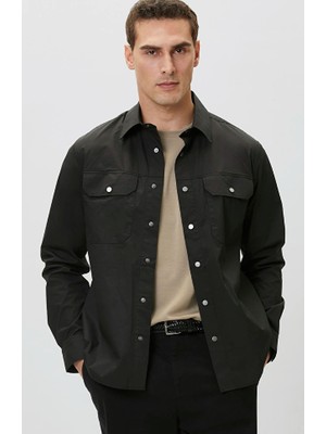 Network Black Snap Button Overshirt