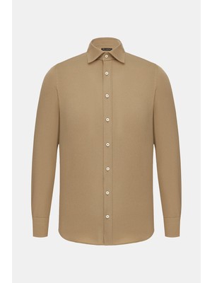 Vakko Cashmere Cotton Twill Casual Shirt