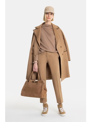 Vakko Camel Wool Pea Coat