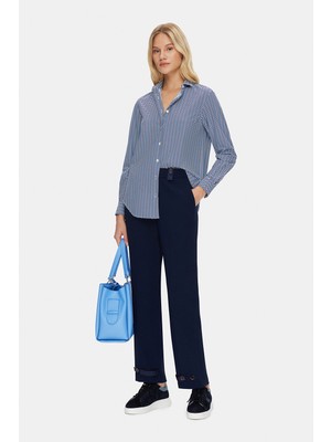 Vakko Navy Wide-Leg Trousers