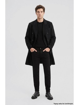 Network Black Wool Blend Overcoat