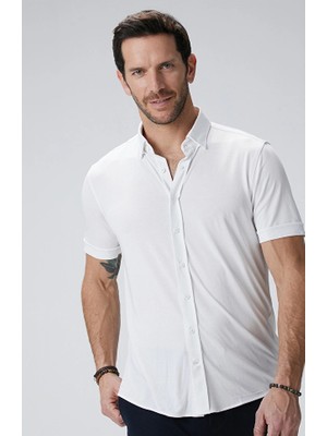 Network White Short Sleeve Knit Shirt