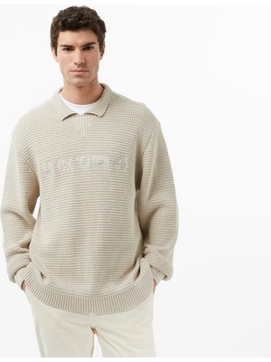 United Unıted4 Men's Cream Knit Sweater